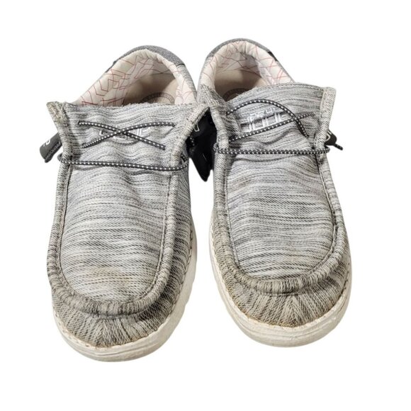 Hey Dude Shoes Wally Sox Men's 5 Womens 7 Casual Moc Sneakers Grey Canvas Flats - Picture 4 of 11